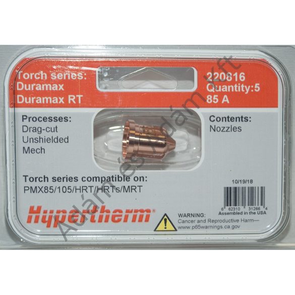 Hypertherm fúvóka - Duramax - PMX85/PMX105/HRT/HRTs/MRT - 65-85A - 220816