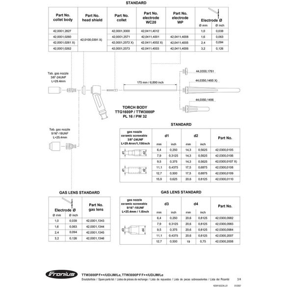FRONIUS AWI pisztolysapka hosszú TTW1600P-TTW3000P - 44.0350.1495